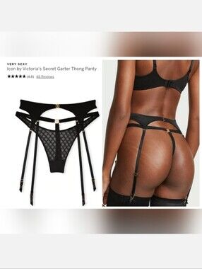 2 In 1 Victoria's secret very sexy ICON garter belt with attached thong panty XL